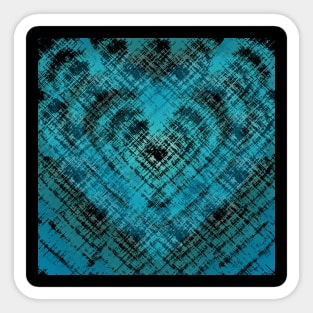 Pencil Strokes Blue Green Heart Pattern Sticker